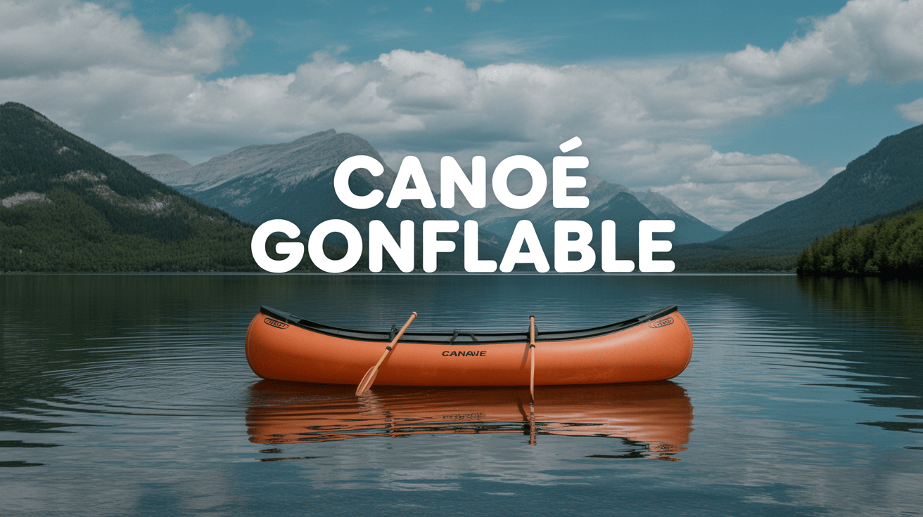 canoe gonflable orange lac montagne
