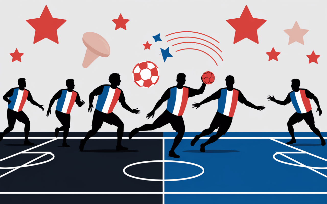 joueur de handball connu français en maillot bleu blanc rouge