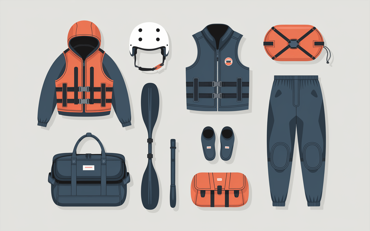 Equipements sécurité kayak riviere gilet casque