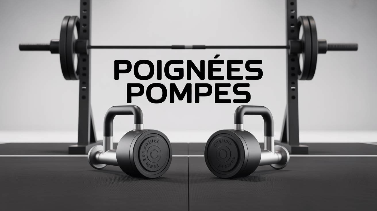 Vue d'ensemble de poignées pompes sur tapis de sport