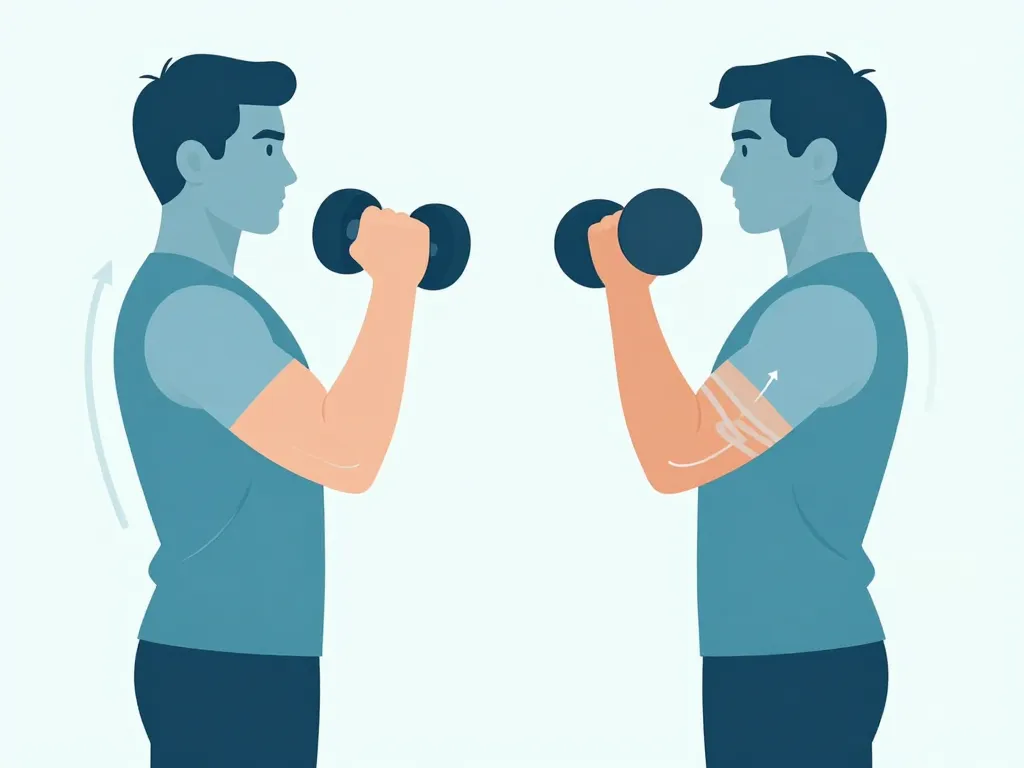 curl marteau haltères exécution correcte, prise neutre