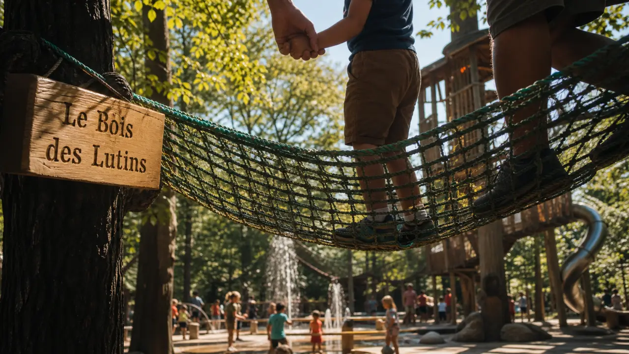 Le bois des lutins avis : parc familial ombragé, cabanes et jeux pour enfants