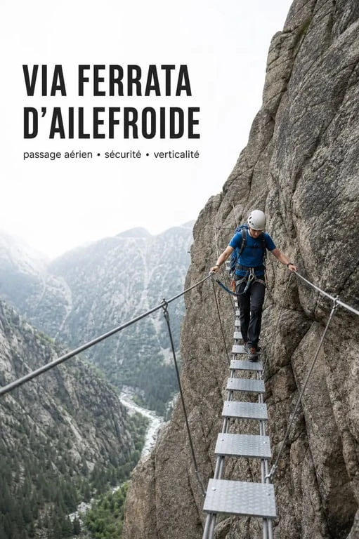 Via ferrata des gorges d'Ailefroide : passage aérien et pont au-dessus de la gorge