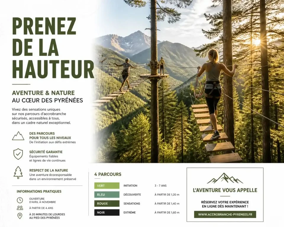Parcours d'accrobranche au Aramits Parc Aventure dans le Béarn