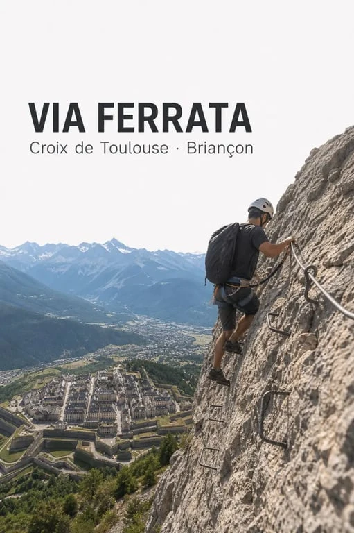 Via ferrata croix de toulouse à Briançon avec vue sur la Cité Vauban