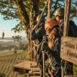 Employés en accrobranche à Fontdouce parc aventure et team building