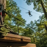 Parc aventure de la vallée des légendes à Ligugé : tyrolienne et parcours corde