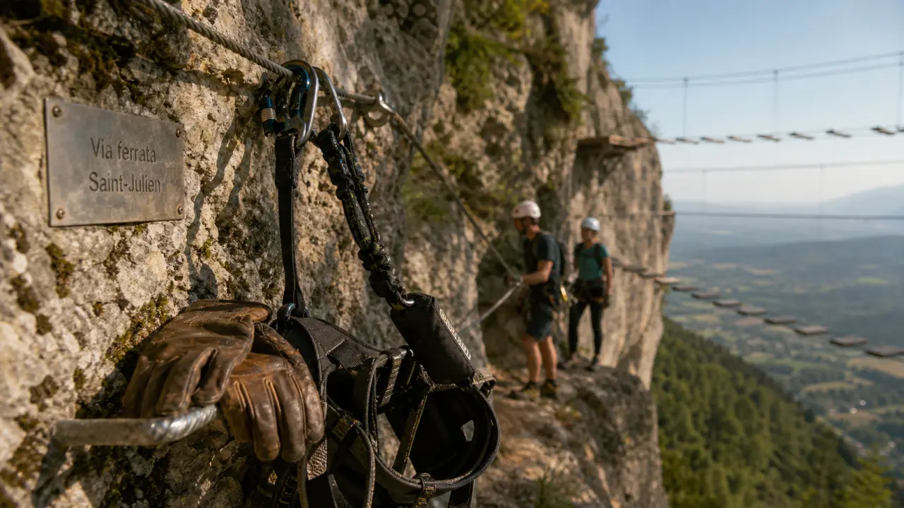 Via ferrata buis les baronnies : harnais et grimpeurs sur Saint-Julien