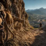 Via ferrata croix de toulouse : câble, baudrier et gants