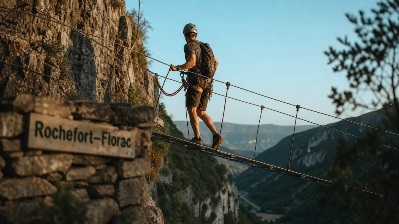 Via ferrata florac : passerelle métallique suspendue