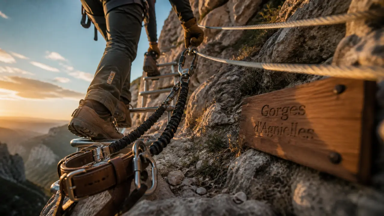 via ferrata gorges d'agnielles : passage sur échelle, deux parcours