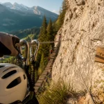 via ferrata yves pollet villard : départ sur câble, casque et baudrier