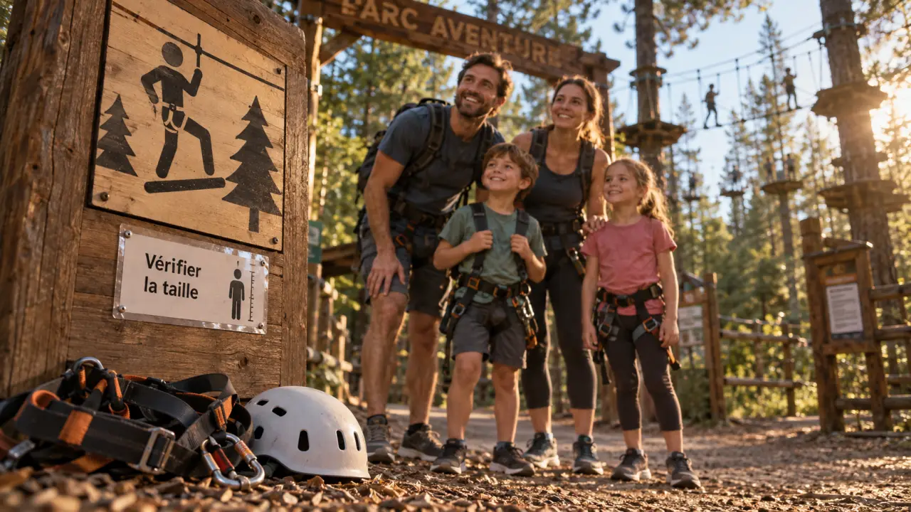 Billets pour parc aventure land : vérifier la taille, parc accrobranche