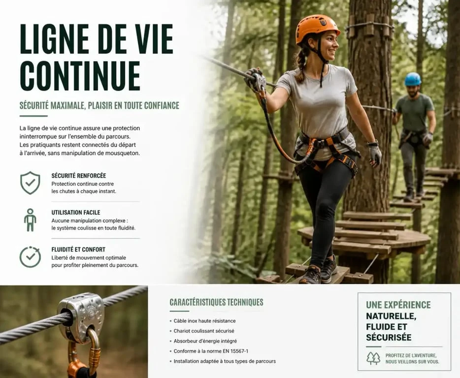 Parcours d'accrobranche au parc Brune Aventure à Voiron