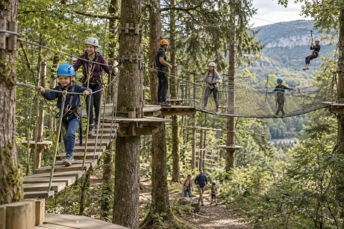 Franois Parc Aventure en forêt près de Besançon avec parcours accrobranche