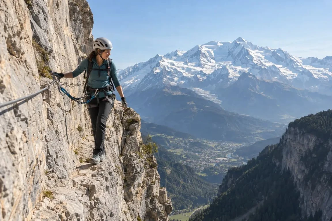 Passy via ferrata de Curalla avec vue sur le Mont-Blanc