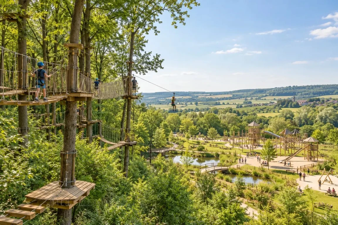 Parc aventure land avec accrobranche et jeux en plein air dans le Vexin
