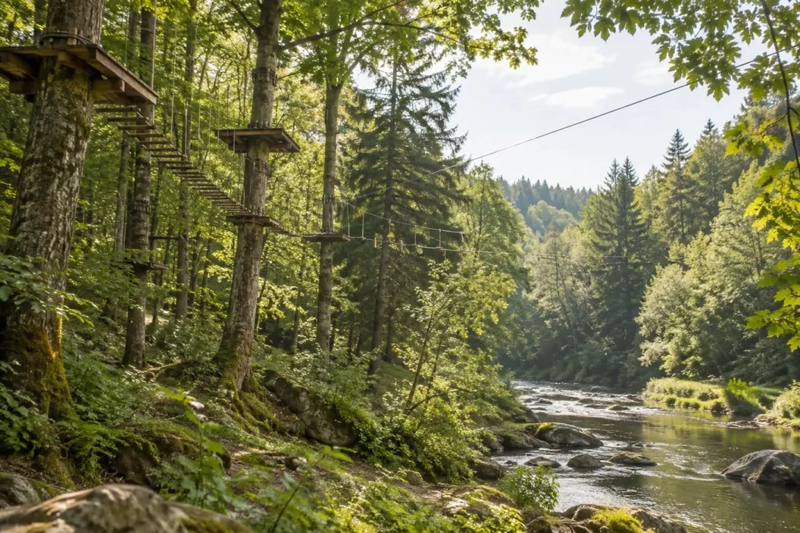 Parc Family Aventure à La Séauve-sur-Semène avec parcours d'accrobranche ombragés