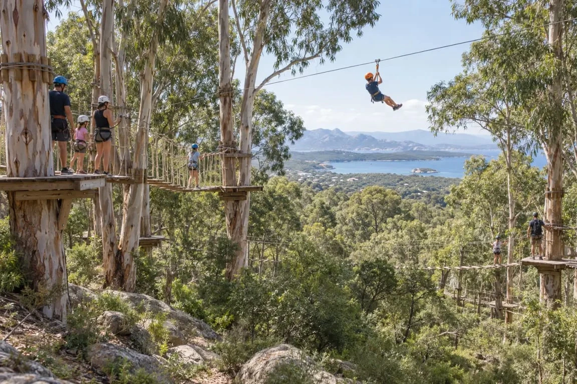 Parc aventure de Porto-Vecchio dans une forêt d’eucalyptus avec parcours d’accrobranche