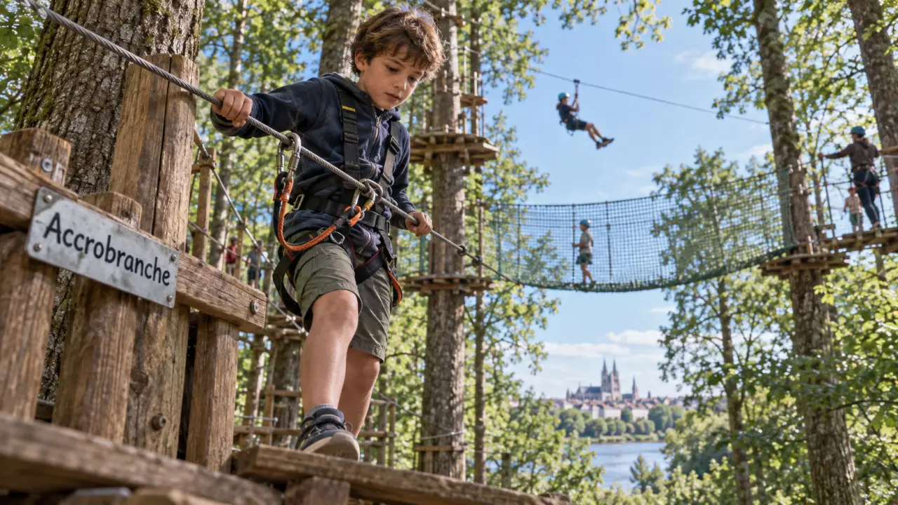 leo parc aventure près d’Orléans : enfant sur parcours d’accrobranche