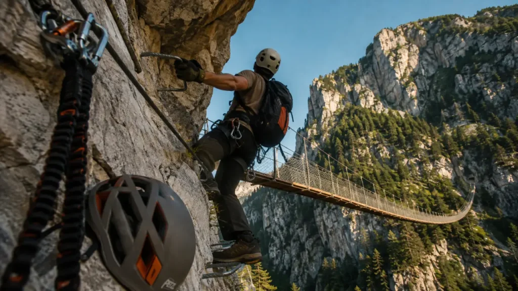 Via ferrata Jules Carret : 410 m d’itinéraire, ED et pont népalais de 40 m