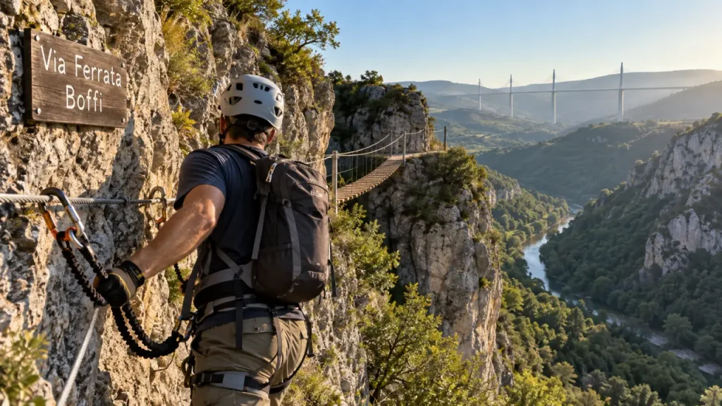 Via ferrata à Millau : quel parcours choisir entre panoramas, tyroliennes et falaises ?