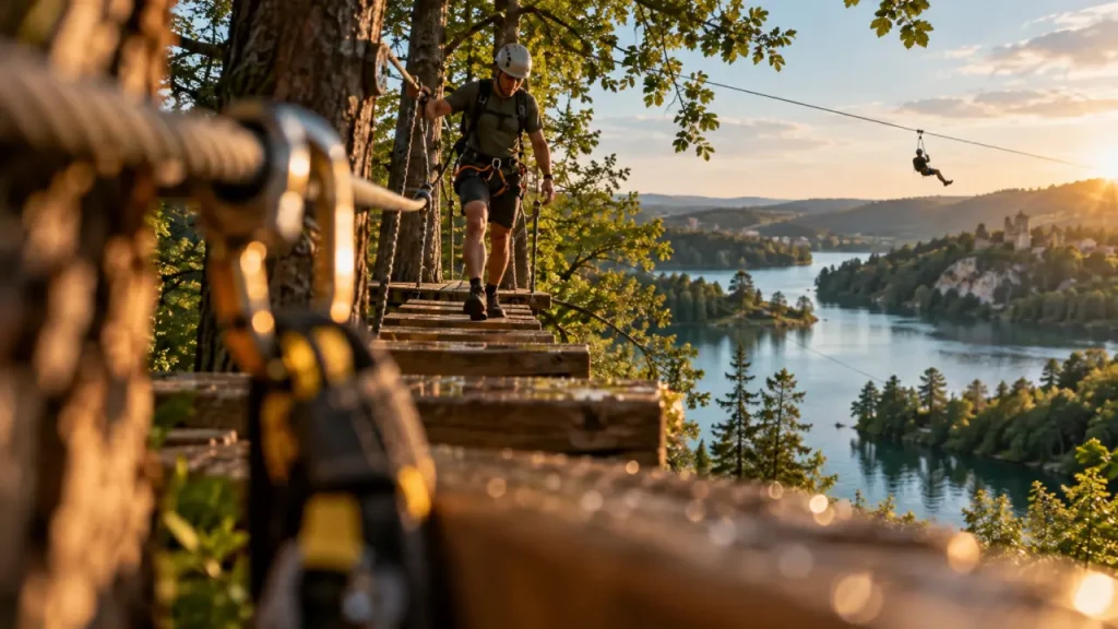 Aventure Parc Massignac : accrobranche, sauts et tyrolienne au-dessus des lacs