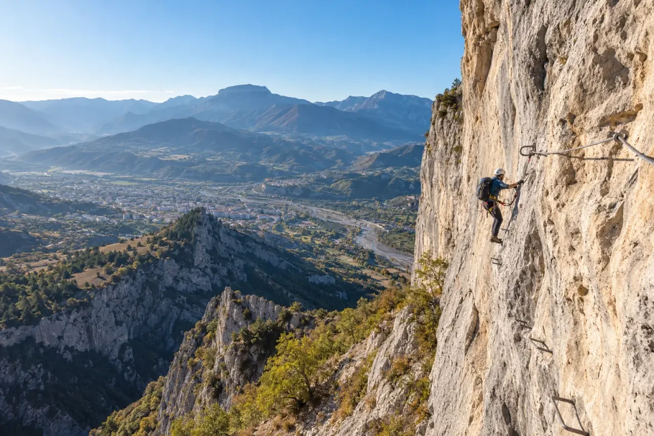 Via ferrata Digne-les-Bains au Rocher de Neuf Heures avec panorama sur les Alpes-de-Haute-Provence