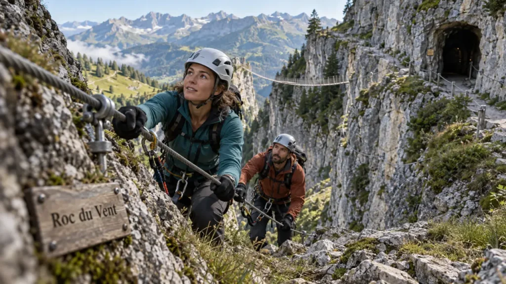 Via ferrata du Roc du Vent : une boucle AD avec pont népalais et tunnel de 100 m