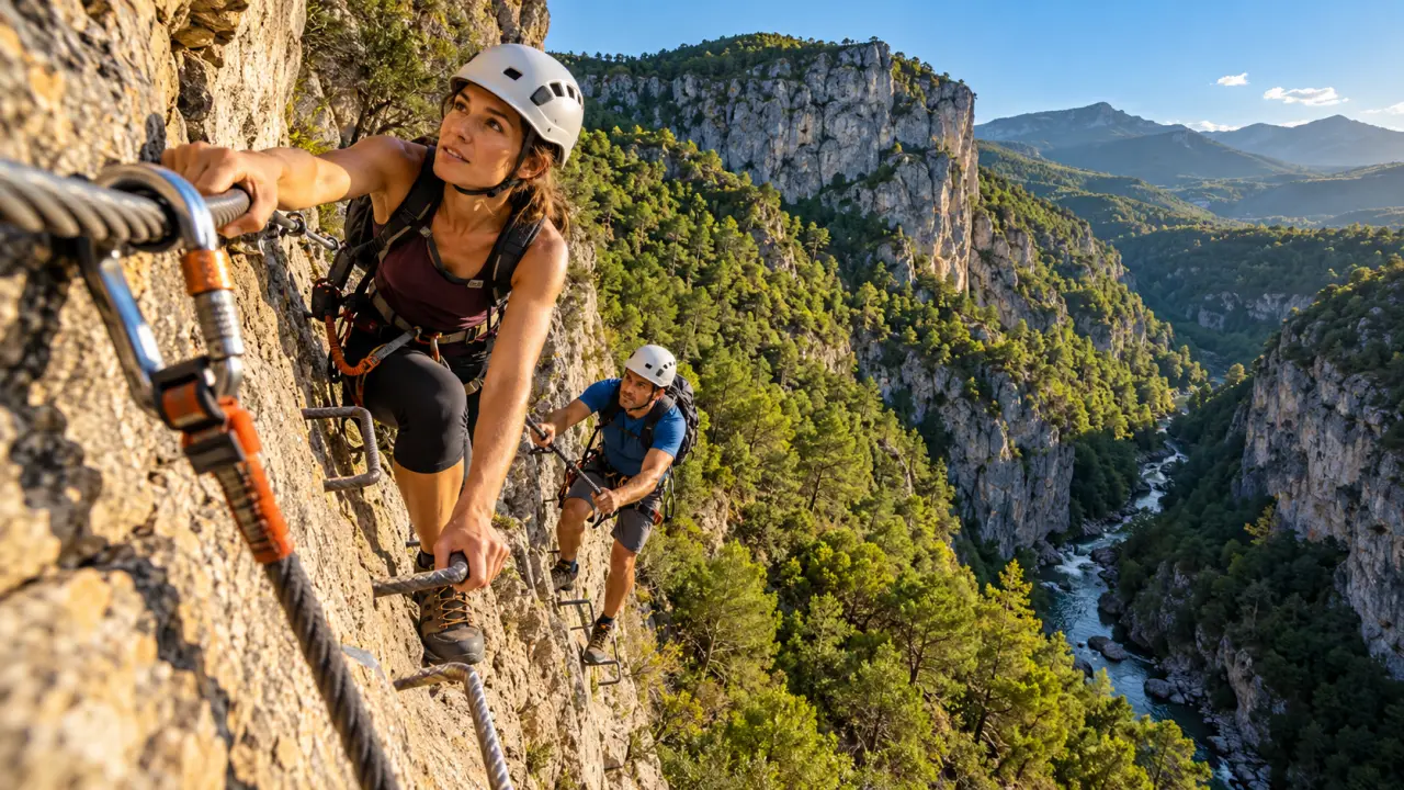 Via ferrata llo au-dessus des gorges du Sègre, tyroliennes