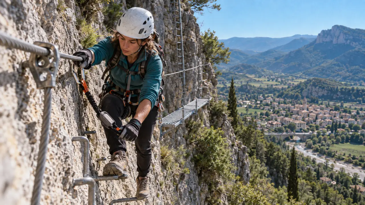via ferrata rocher du saint-julien : grimpe sur falaise calcaire